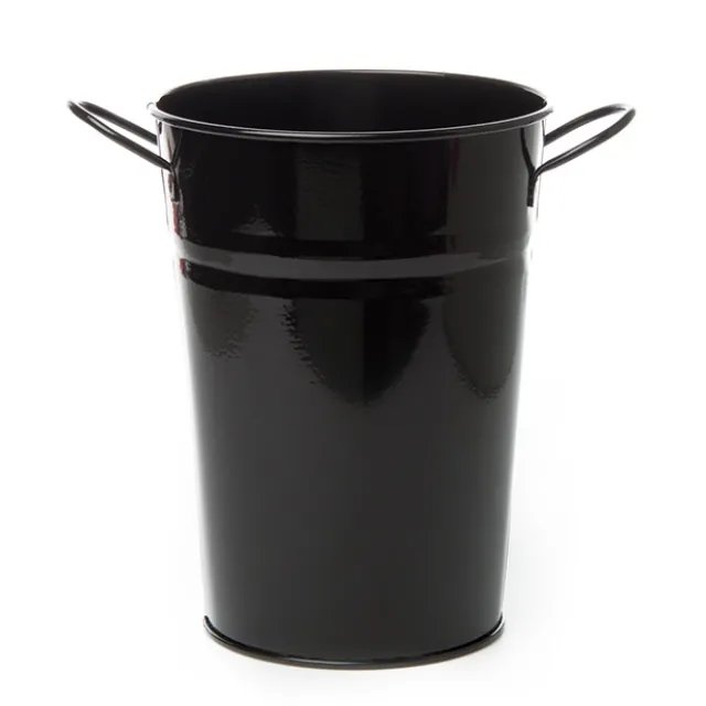 Tin Conical Display Vase with side Handle Black (15x20cmH)