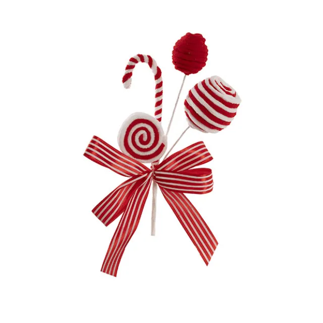 Assorted Candy w Striped Bow Pick Red (28cmH)