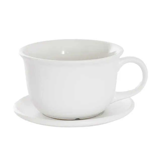 Ceramic Coffee Cup Pot & Plate Matte White (17Dx12cmH)