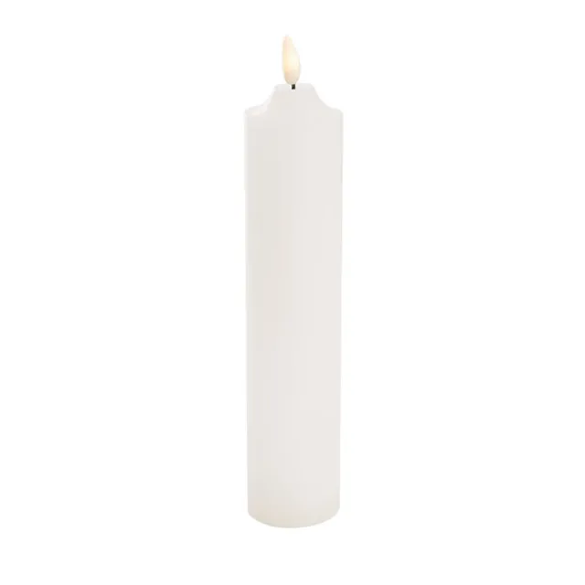 Wax LED Trueflame Flickering Pillar Candle White (7.5X25cmH)