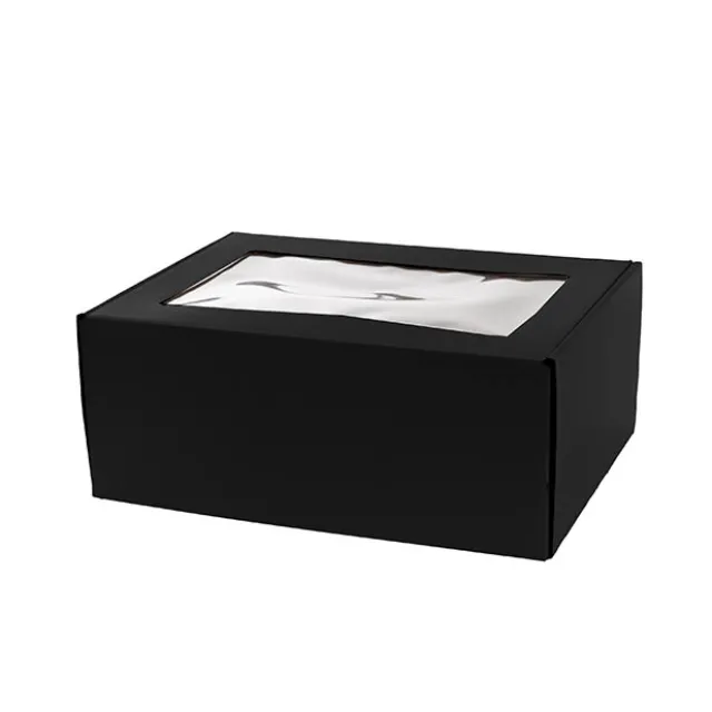 Hamper Gift Box PVC Window Medium Black (31.5x22.5x12.5cmH)