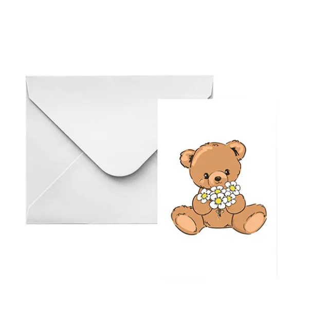Classic Gift Card & Envelope Bear & Flowers Pk25(6.5x10cmH)
