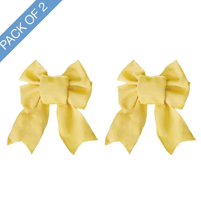 Pre-Made Bow Rustic Linen 4 Loops Lemoniscious Pk2 (15x21cm)