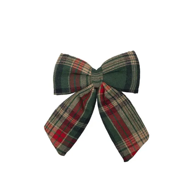 Pre-Made Bow Fabric Tartan Plaid Green (14Wx18cm)