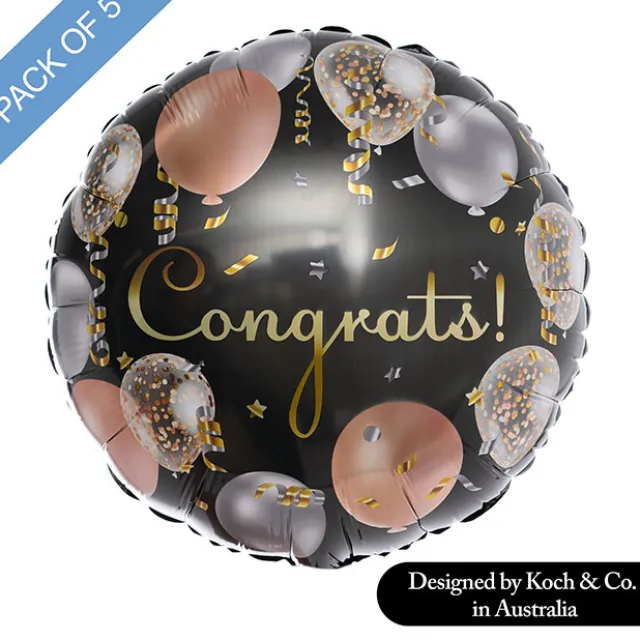 Foil Balloon 18" (45cmD) Pack5 Congrats Celebration Confetti