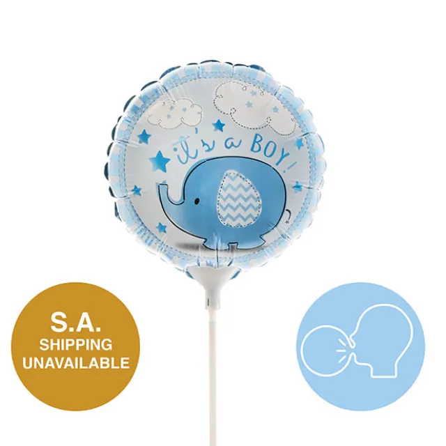 Foil Balloon 9" (22.5cmD) Air Fill Round Elephant Baby Boy