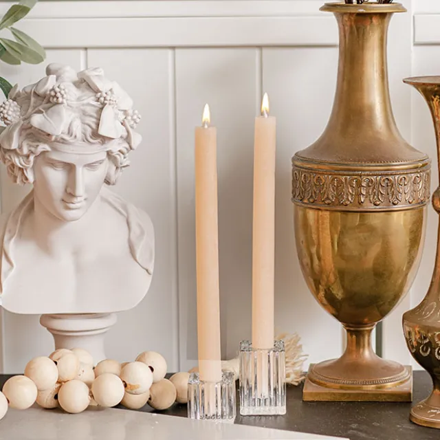 Fleur Dinner Candle Pack 2 Nude (2x25cmH)