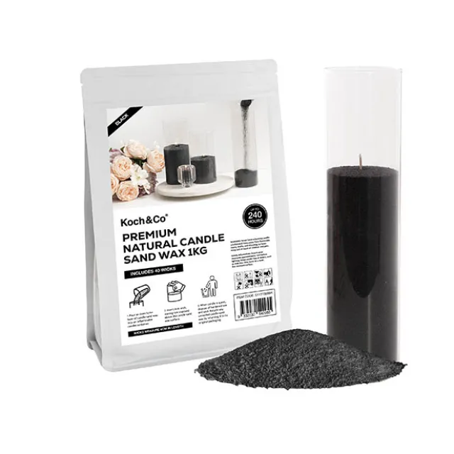 Crystal Natural Candle Sand Wax with 40 Wicks Black (1kg)