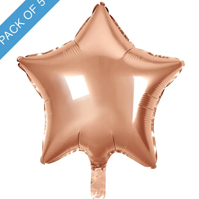 Foil Balloon 19" (48cm) Pack 5 Star Shape Solid Rose Gold