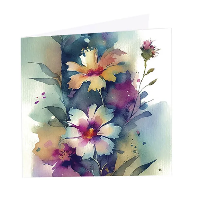 Nouvelle Card & Envelope Watercolour Cosmos Pk25(10x10cmH)