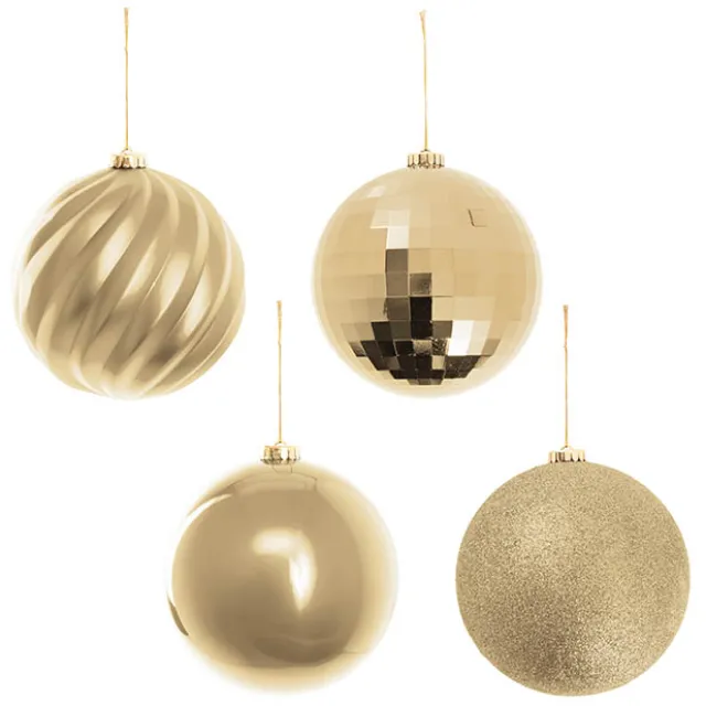 Large Hanging Baubles Set 4 Champagne (15cmD)