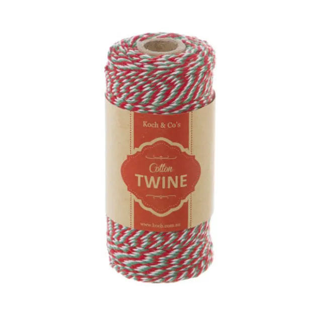Cotton Twine 2mm X 100m Red Green White