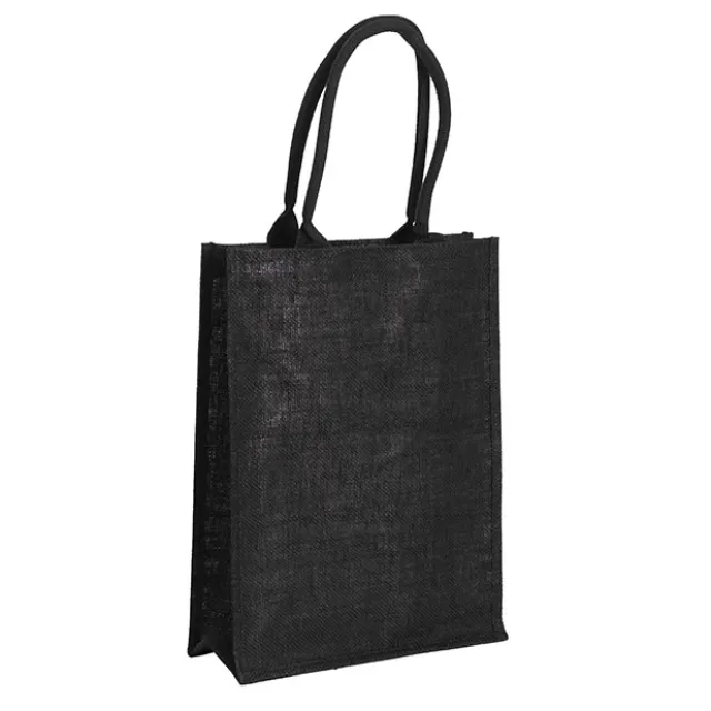 Jute Reusable Shopping Carry Bag Black (30Wx12Gx40cmH)