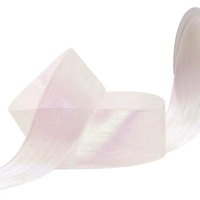 Ribbon Taffeta Iridescent Metallic White (38mmx25m)