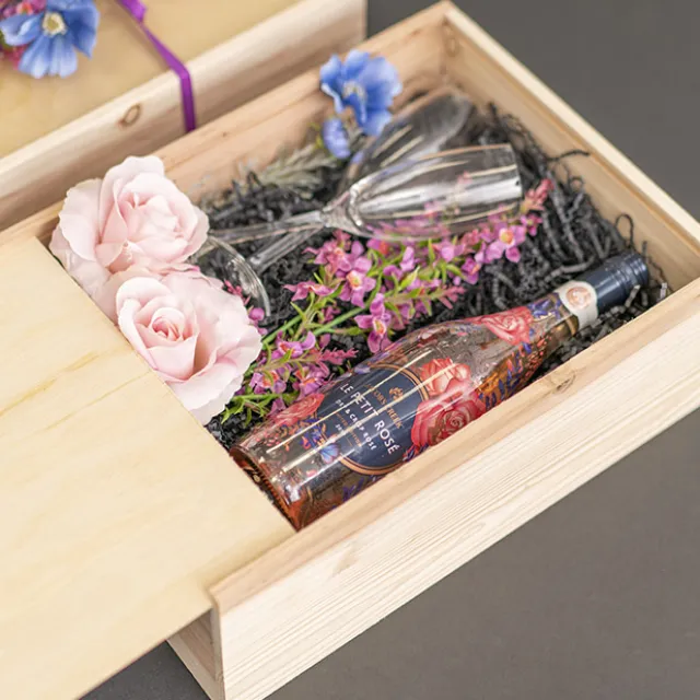 Wooden Box with Wooden Sliding Lid (35x25x14cmH)