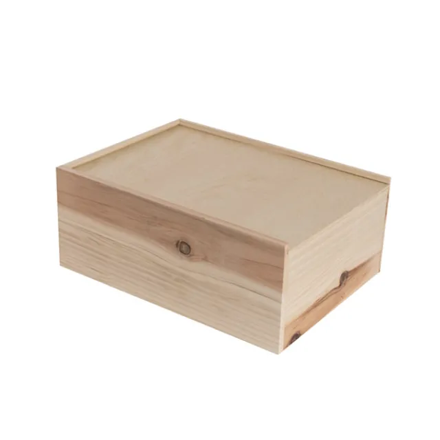 Wooden Box with Wooden Sliding Lid (35x25x14cmH)