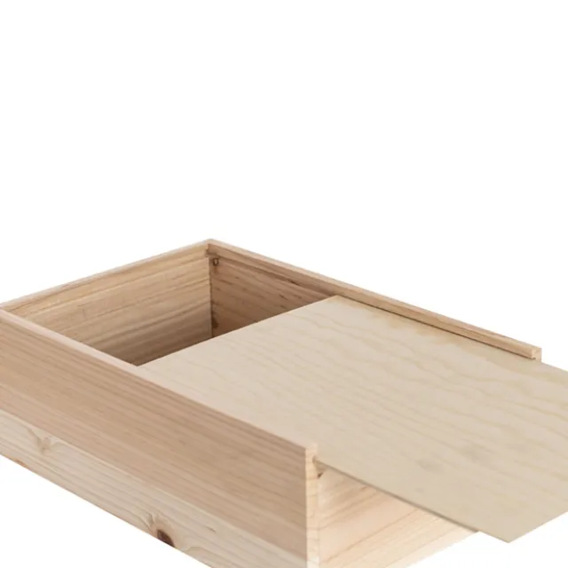 Wooden Box with Wooden Sliding Lid (35x25x14cmH)