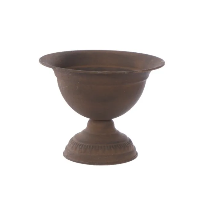 Metal Floral Wide Compote Urn Rustic (20x15.5cmH)