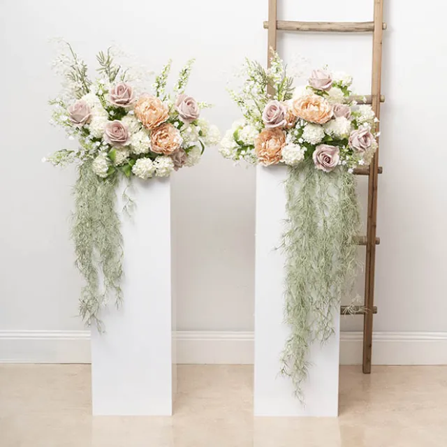 Square Perspex Acrylic Plinth Set 2 White (30x90cmH)