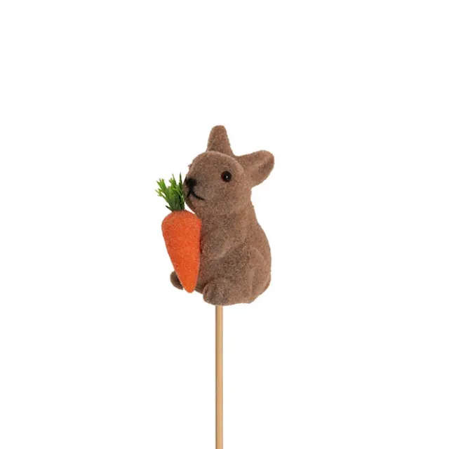 Decorative Bunny Rabbit Pick w Carrot Pack 2 Brown (25cmH)