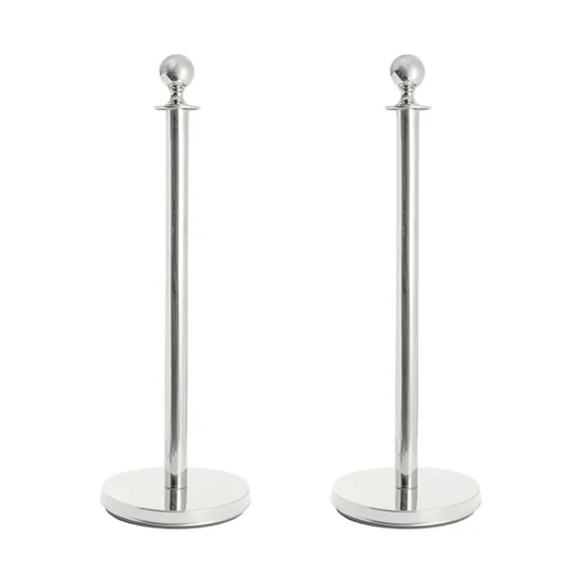 Bollard Post Pole Set 2 Silver (32cmDx95cmH)