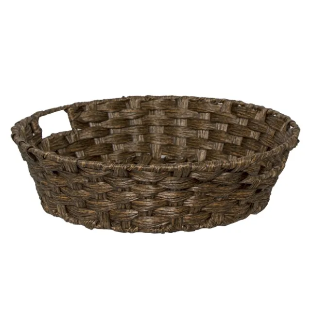 Artificial Wicker Basket Hamper Round Dark Brown (38Dx10cmH)