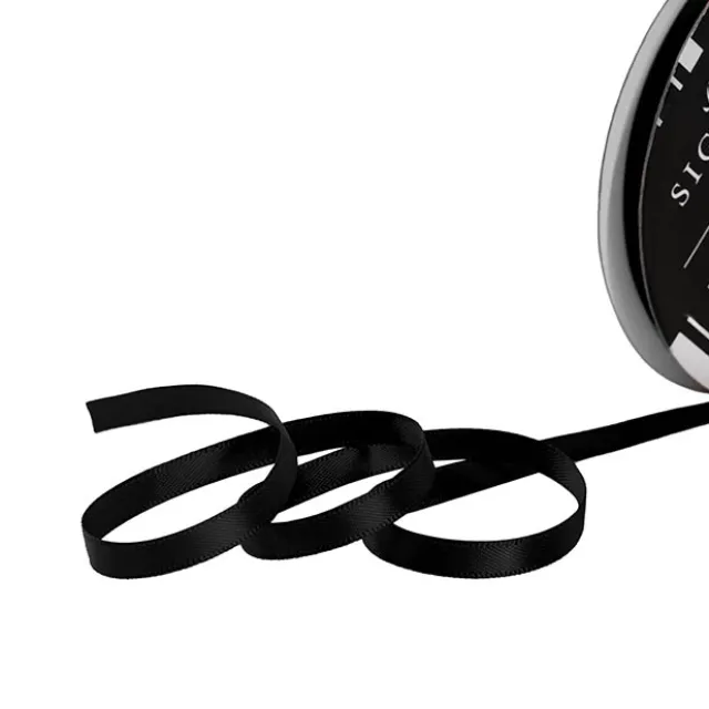 Ribbon Satin Deluxe Double Faced Black (6mmx25m)