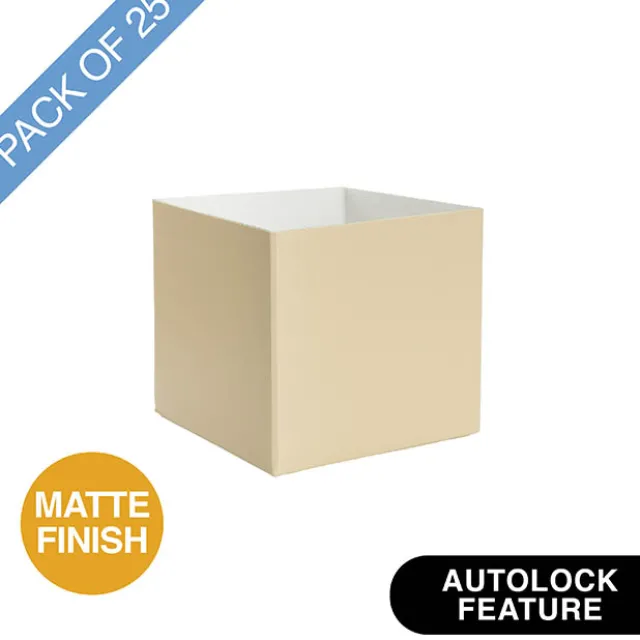 Mini Posy Box Matte Autolock Base Pk25 Ecru Nude (13x12cmH)