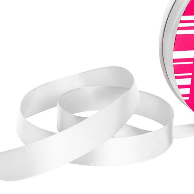 Jumbo Bulk Ribbon Single Face Satin White (25mmx100m)