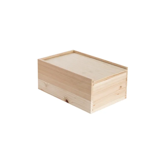 Wooden Box with Wooden Sliding Lid (30x20x13cmH)