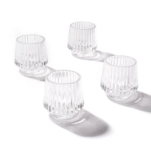 Glass Craft Ripple Votive Candle Holder Clear (7x6.8cmH)
