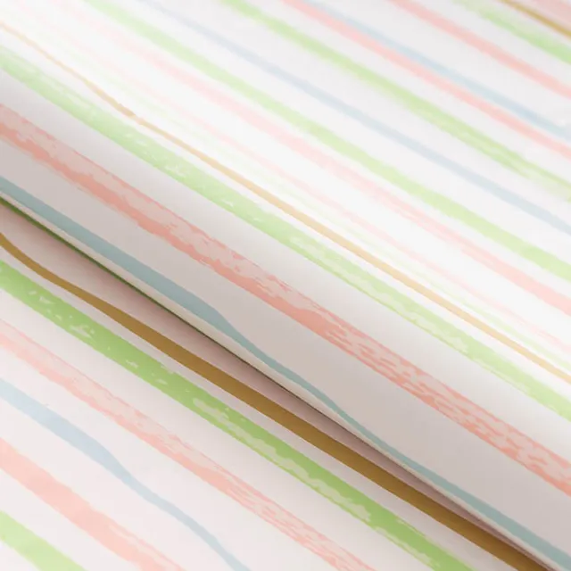 Wrapping Paper Roll Pastel & Gold Stripes Gloss (50cmx50m)
