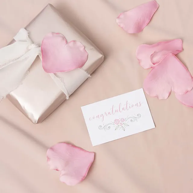 Cards White Congratulations Rose Flourish(10x6.5cmH) Pack 50