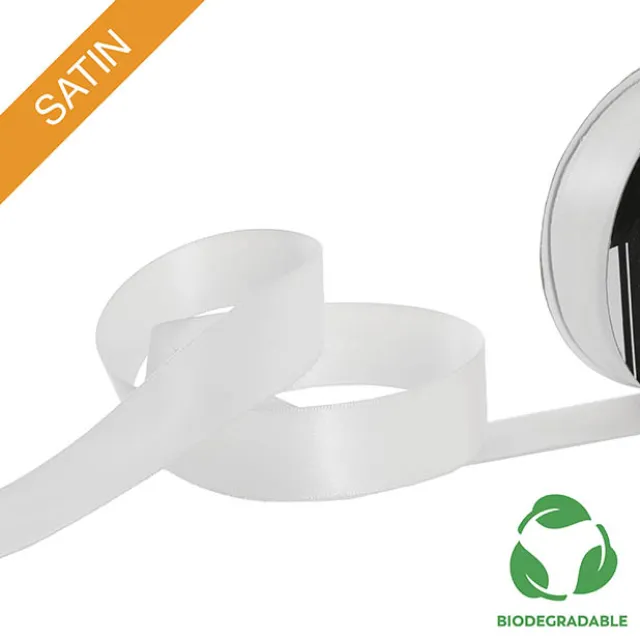 Ribbon Bio-Poly Blend Deluxe Satin White (25mmx25m)