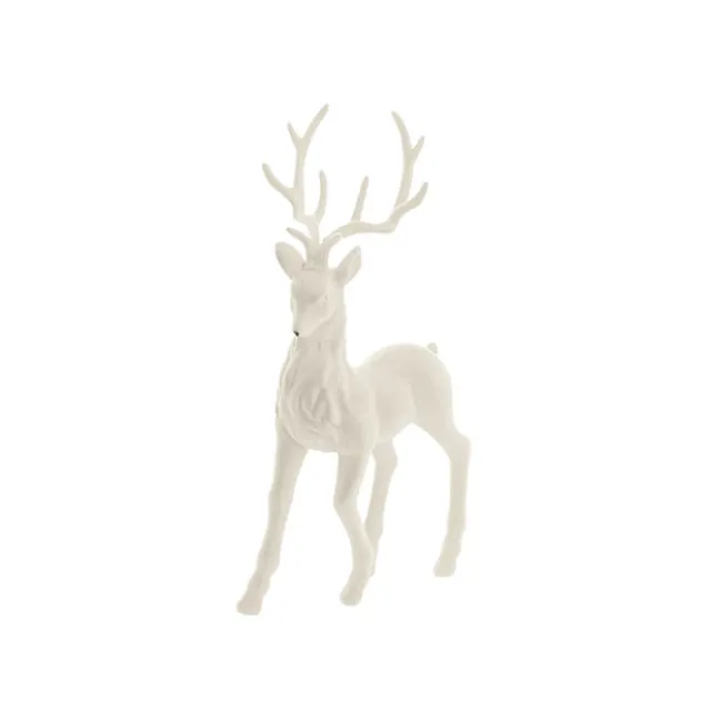 Standing Flocked Reindeer White (37cmH)