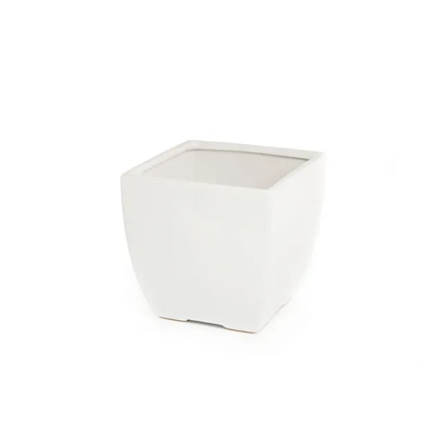 Ceramic Flora Taper Pot 12x12x12cmH White