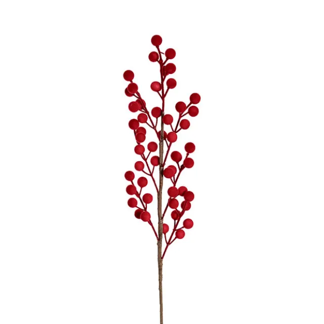Flocked Berry Spray Red (60cmH)