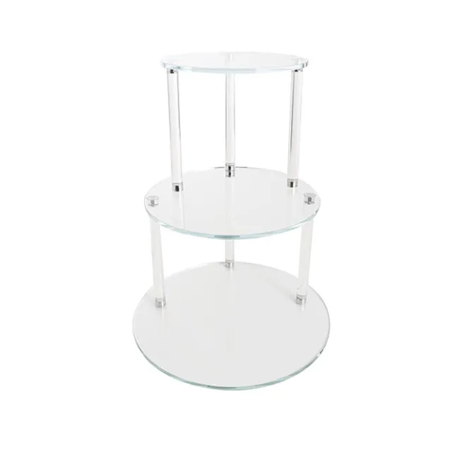 Crystal Glass 3 Tier Cake Display Stand Clear (38cmH)