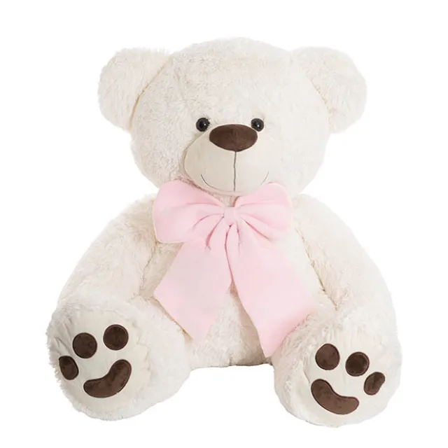 Wilson Giant Teddy Bear w Pink Bow White (115cmHT/80cmST)