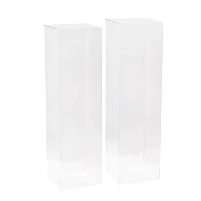 Square Deluxe Acrylic Plinth Set 2 Clear (30x90cmH)