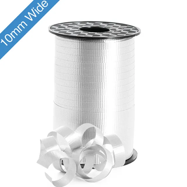 Ribbon Curling 10mm White (10mmx100m)