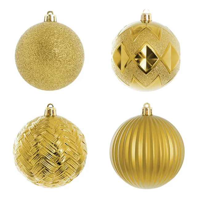 Decorative Assorted Hanging Baubles Set 24 Gold (8cmD)