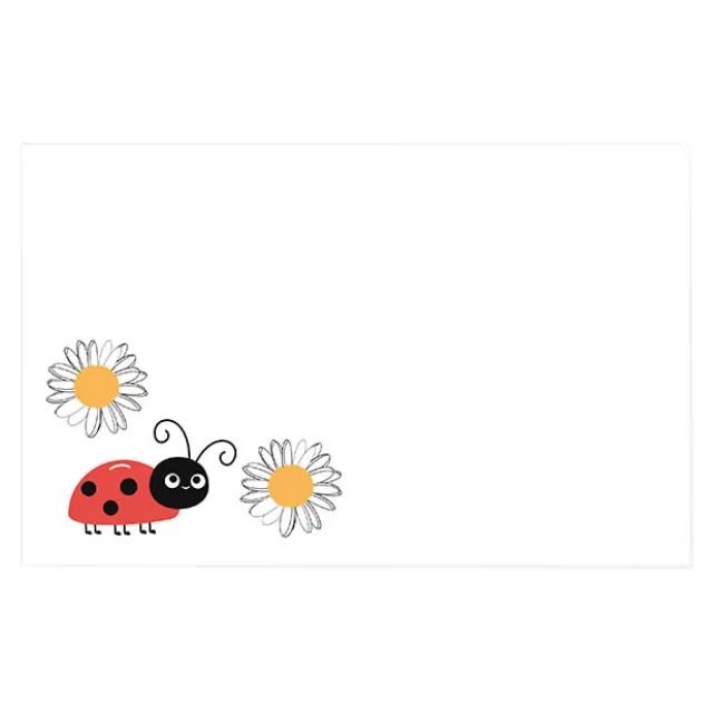 Cards White Lady Bug & Daisies (10x6.5cmH) Pack 50