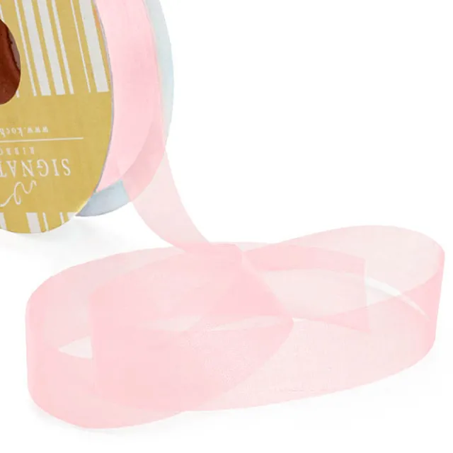 Bulk Organza Ribbon Cut Edge Baby Pink (25mmx100m)