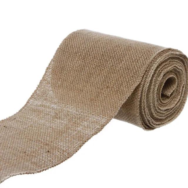 Natural Jute Ribbon Wide Sewn Edge Natural (150mmx10m)