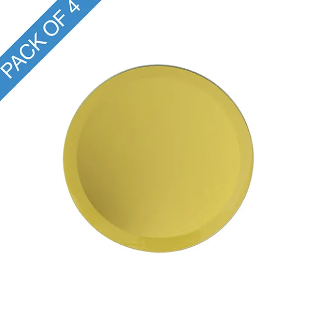 Round Mirror Glass Bevelled Plate Pack 4 Gold (10cmD)