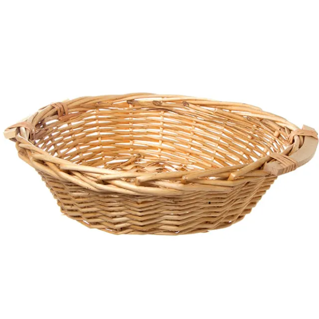 Willow Bread Basket Tray Round Natural (42cmDx14cmH)
