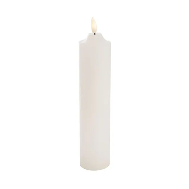 Wax LED Trueflame Flickering Pillar Candle White (5DX23cmH)