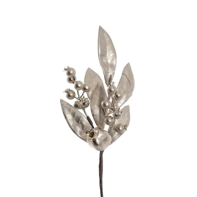 Pomegranate Berry Leaf Pick Champagne (30cmH)