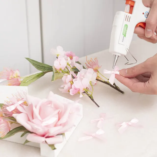 Pre-Made Ribbon Bow 10mm Satin Baby Pink Pack 24 (3.5cm)